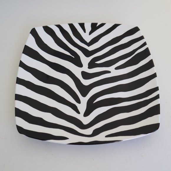 Zebra Pattern Accent Fine China Serving Plate, 222 Fifth - Picture 1 of 8
